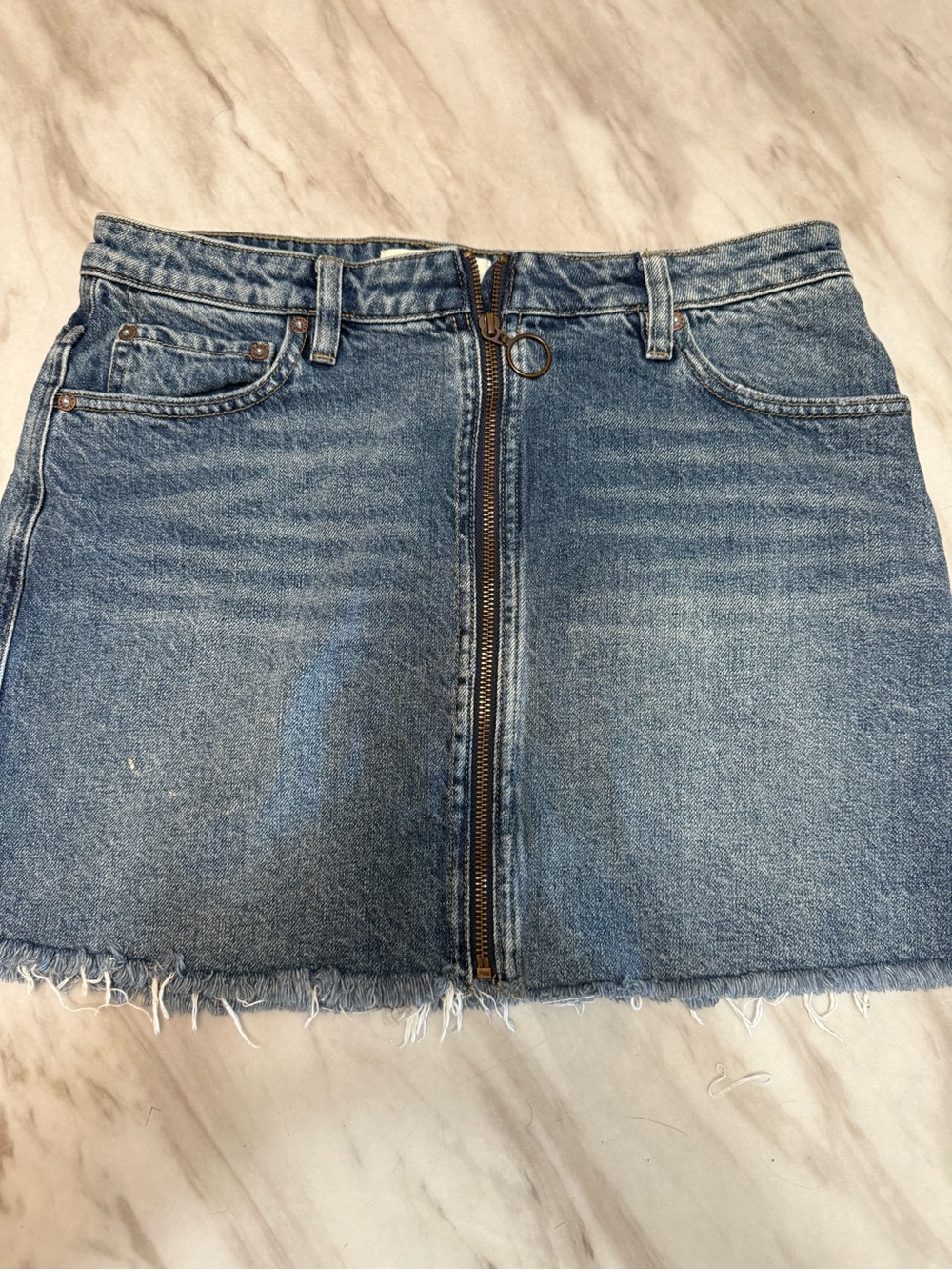We the free size 29 jeans skirt zipper front fringe bottom